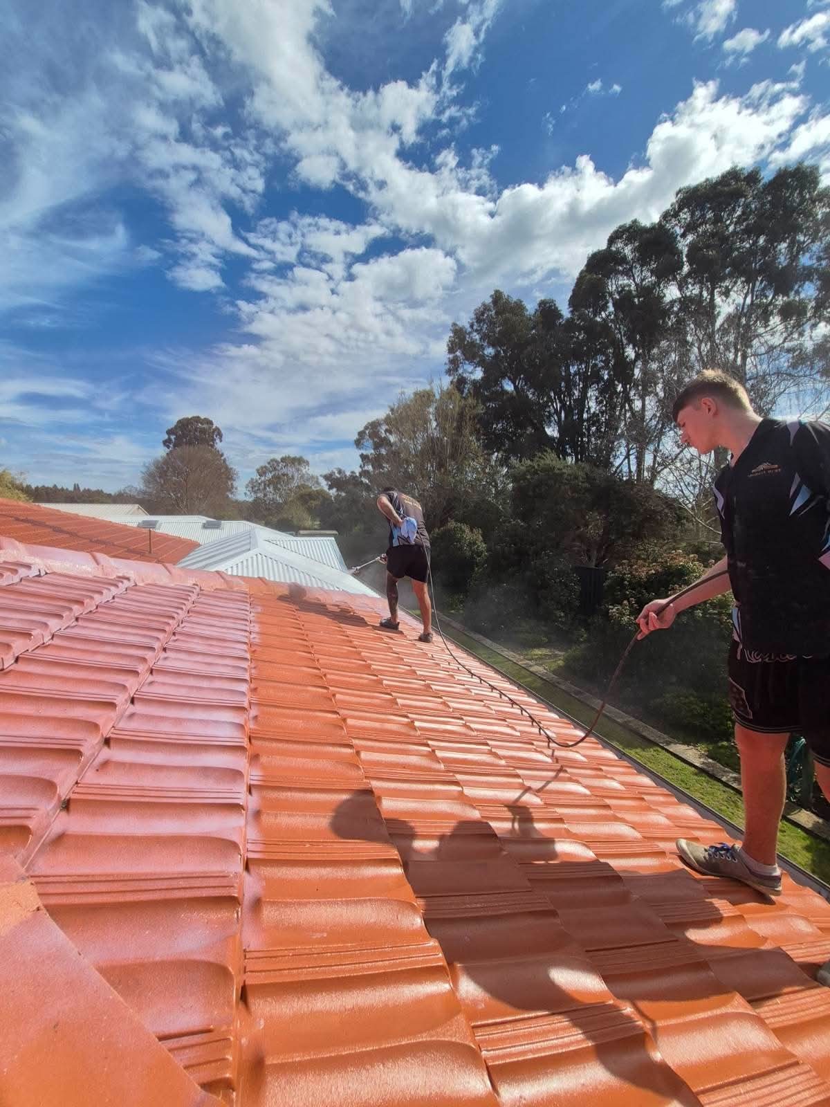Finished colour coating on a restored roof